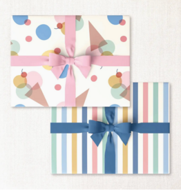 Ice Cream Cones + Cool Beach Stripe Double-Sided Wrap Sheet