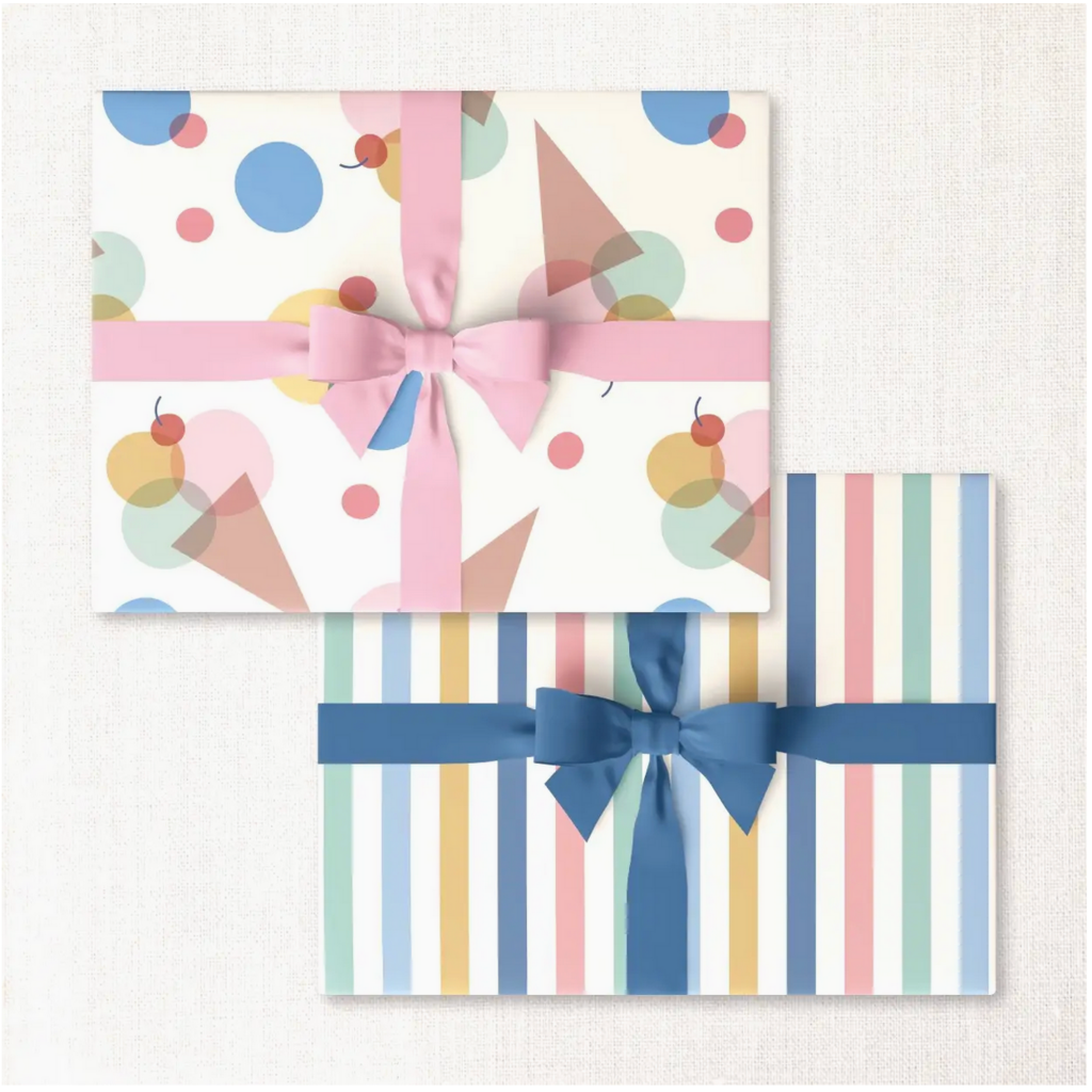 Ice Cream Cones + Cool Beach Stripe Double-Sided Wrap Sheet