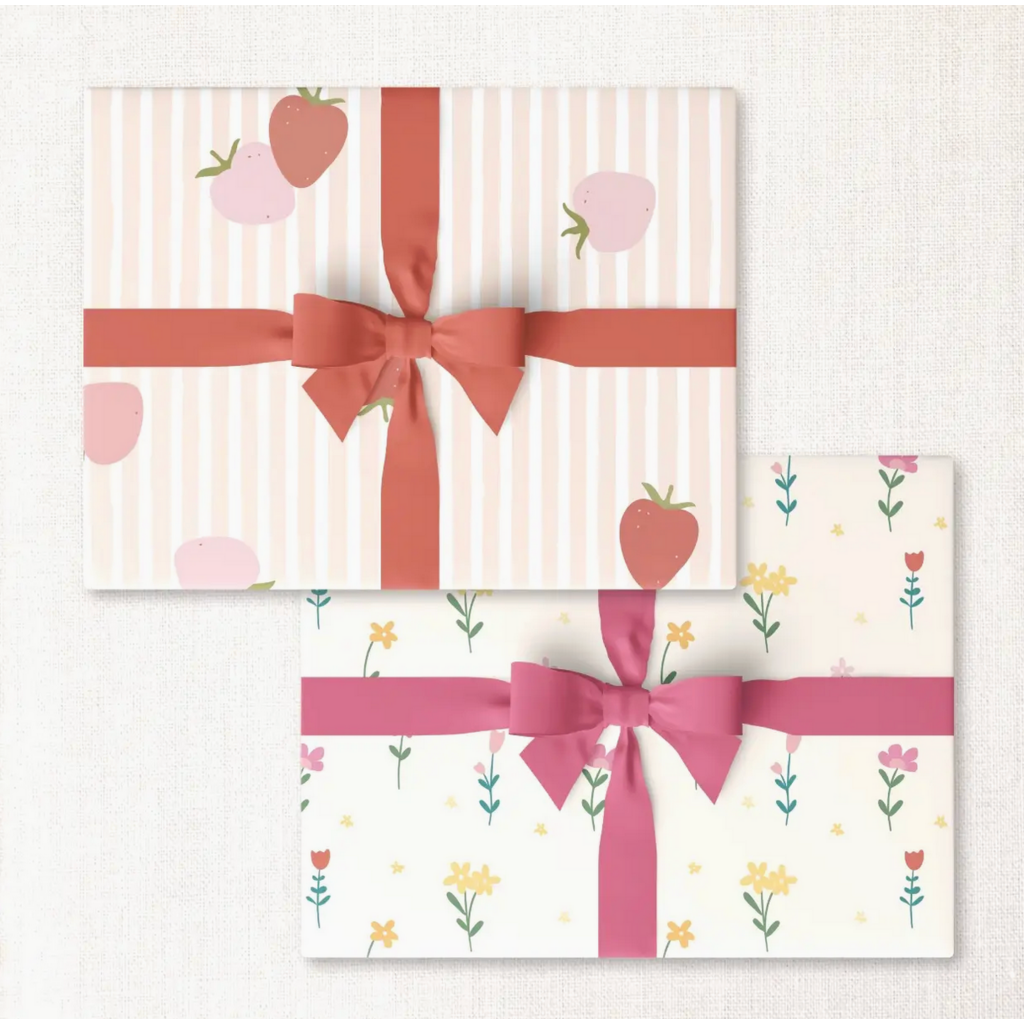 Strawberries + Lakehouse Floral Double-Sided Wrap Sheet