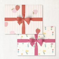 Strawberries + Lakehouse Floral Double-Sided Wrap Sheet
