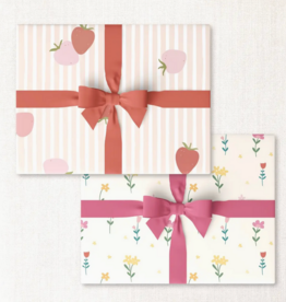 Strawberries + Lakehouse Floral Double-Sided Wrap Sheet