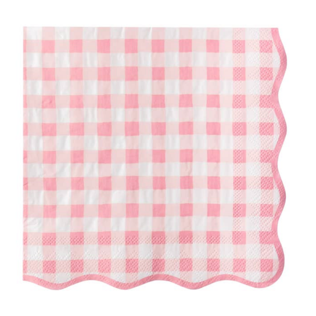 Elegant Petal Pink Gingham Dinner Napkins