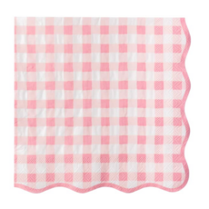 Elegant Petal Pink Gingham Dinner Napkins