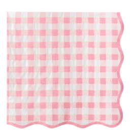 Elegant Petal Pink Gingham Dinner Napkins