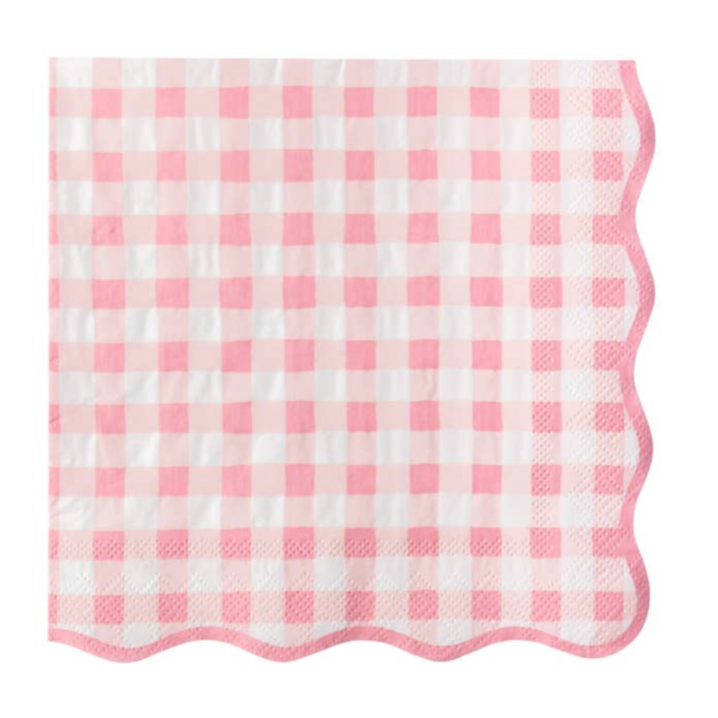 Elegant Petal Pink Gingham Dinner Napkins