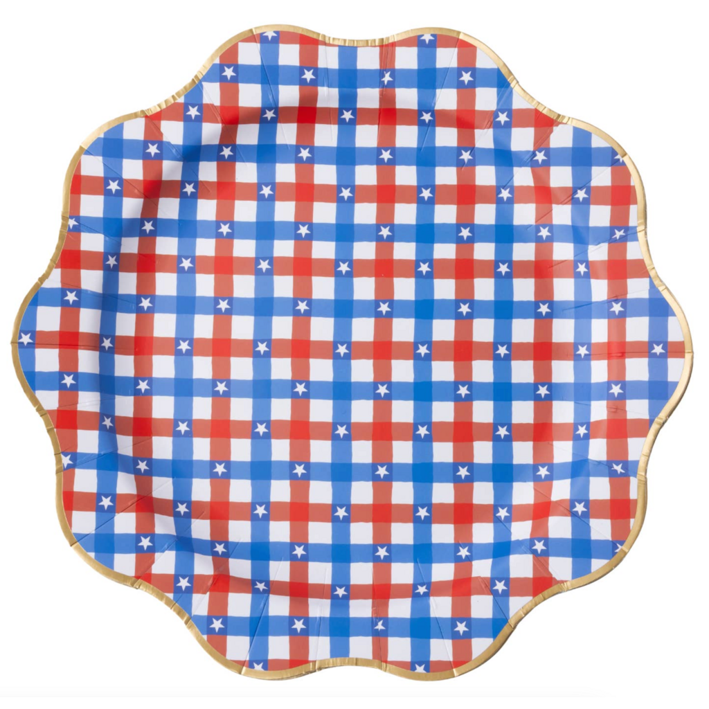 Red & Blue Gingham Star Dinner Plates