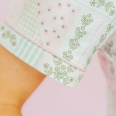 Patchwork Ruffle Hem Shorts Pajama Set