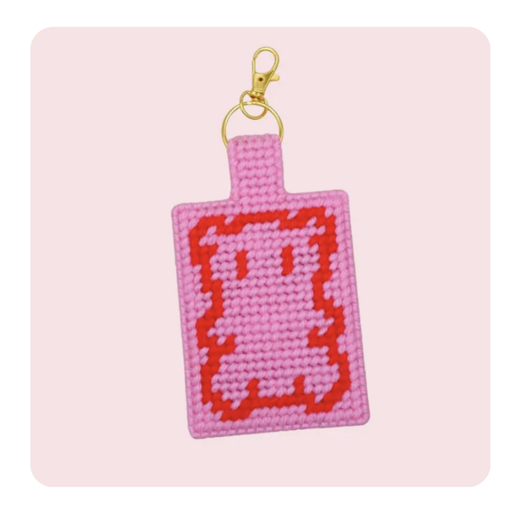 Bear Hug Keychain Bag Charm Diy Canvas Kit - Rose