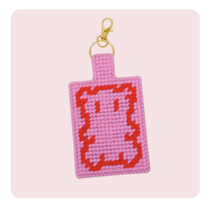 Bear Hug Keychain Bag Charm Diy Canvas Kit - Rose