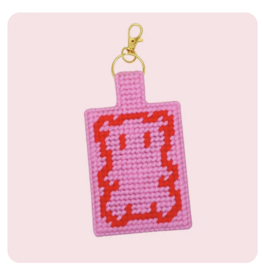 Bear Hug Keychain Bag Charm Diy Canvas Kit - Rose