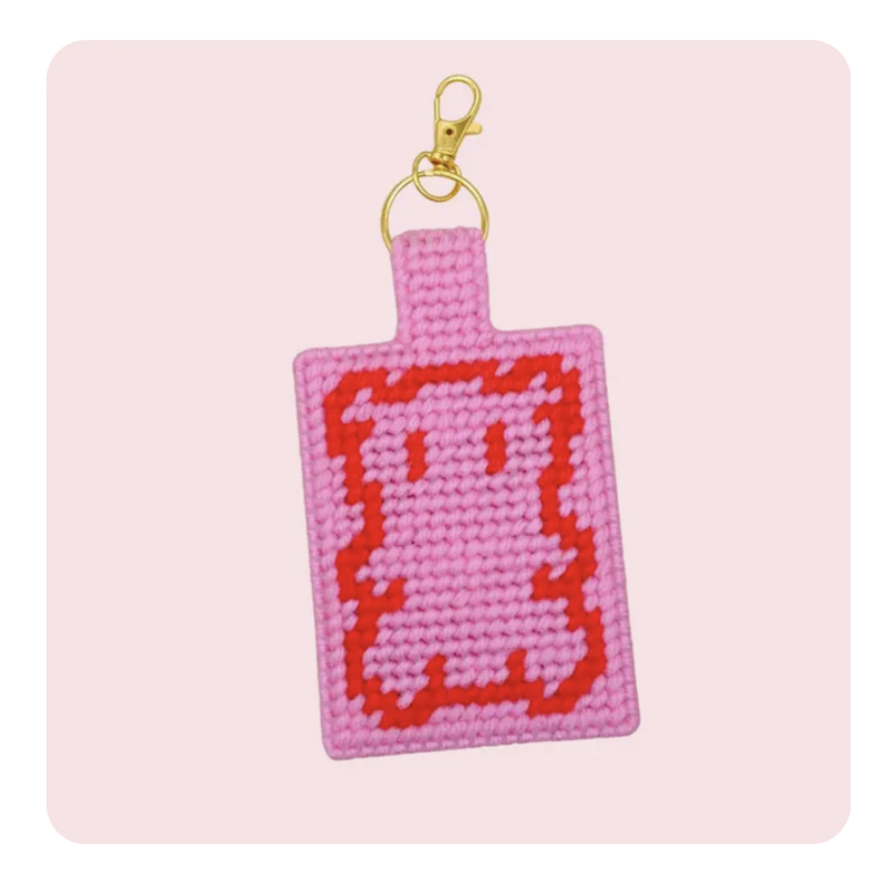 Bear Hug Keychain Bag Charm Diy Canvas Kit - Rose