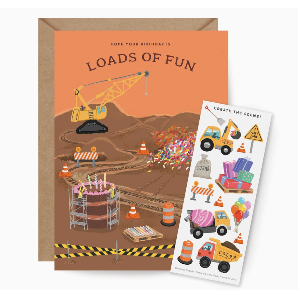 Construction Birthday Sticker Scene Card