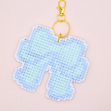 Large Keepsake Bow Keychain Bag Charm Diy Canvas Kit - Blue Haze