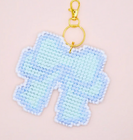 Large Keepsake Bow Keychain Bag Charm Diy Canvas Kit - Blue Haze