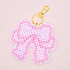 Large Keepsake Bow Keychain Bag Charm Diy Canvas Kit - Strawberry Cream