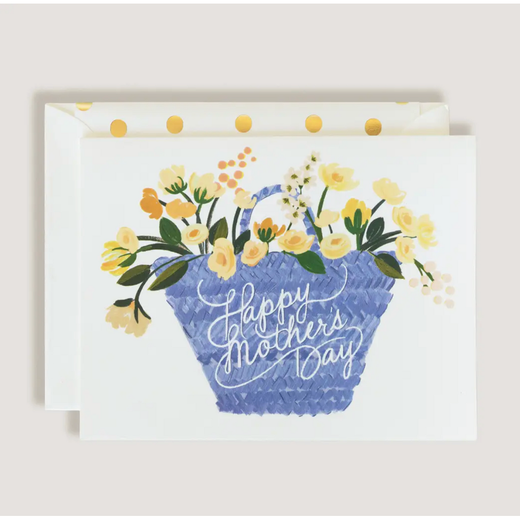 Mothers Day Tote Flower Basket Greeting Card