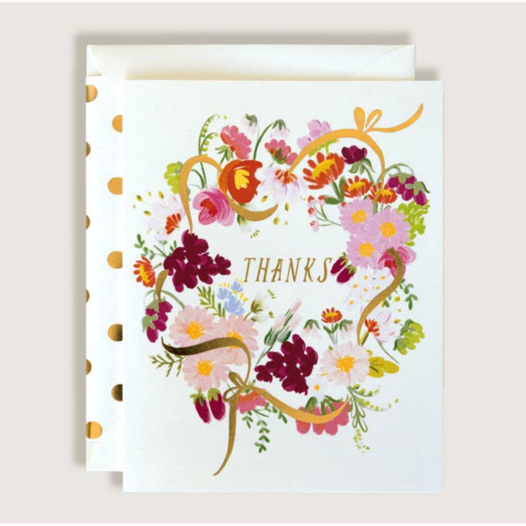 Thanks Flower Wreath Thank You Greeting Greeting Card