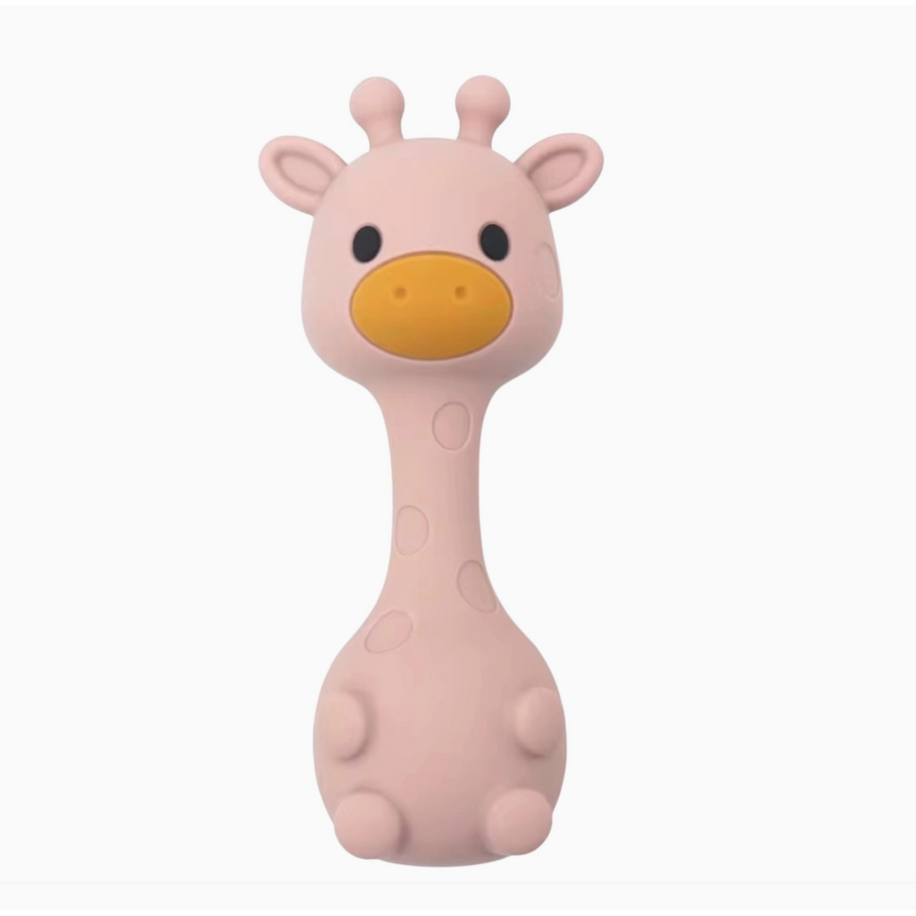 Silicone Giraffe Rattle - Misty Rose