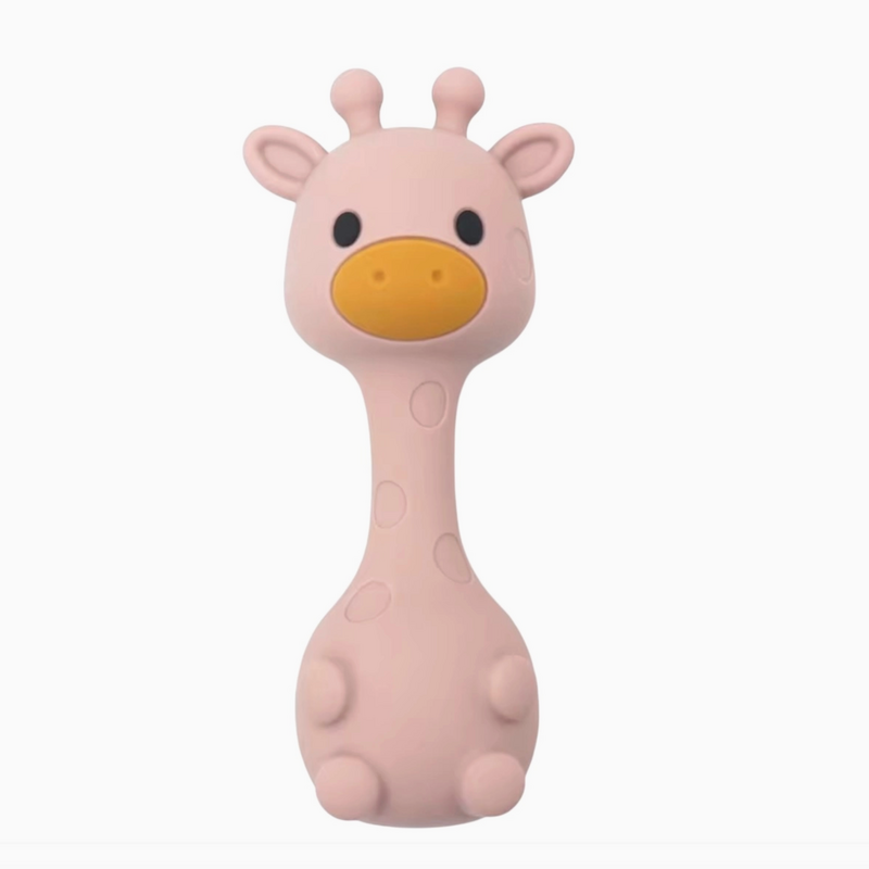 Silicone Giraffe Rattle - Misty Rose