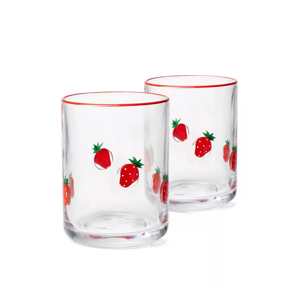 Strawberry Double Old Fashion Hand-Painted Glass