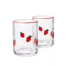 Strawberry Double Old Fashion Hand-Painted Glass