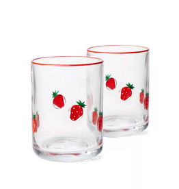Strawberry Double Old Fashion Hand-Painted Glass