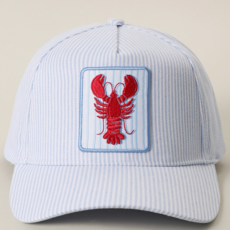 Lobster Embroidered Patch Seersucker Trucker Hat