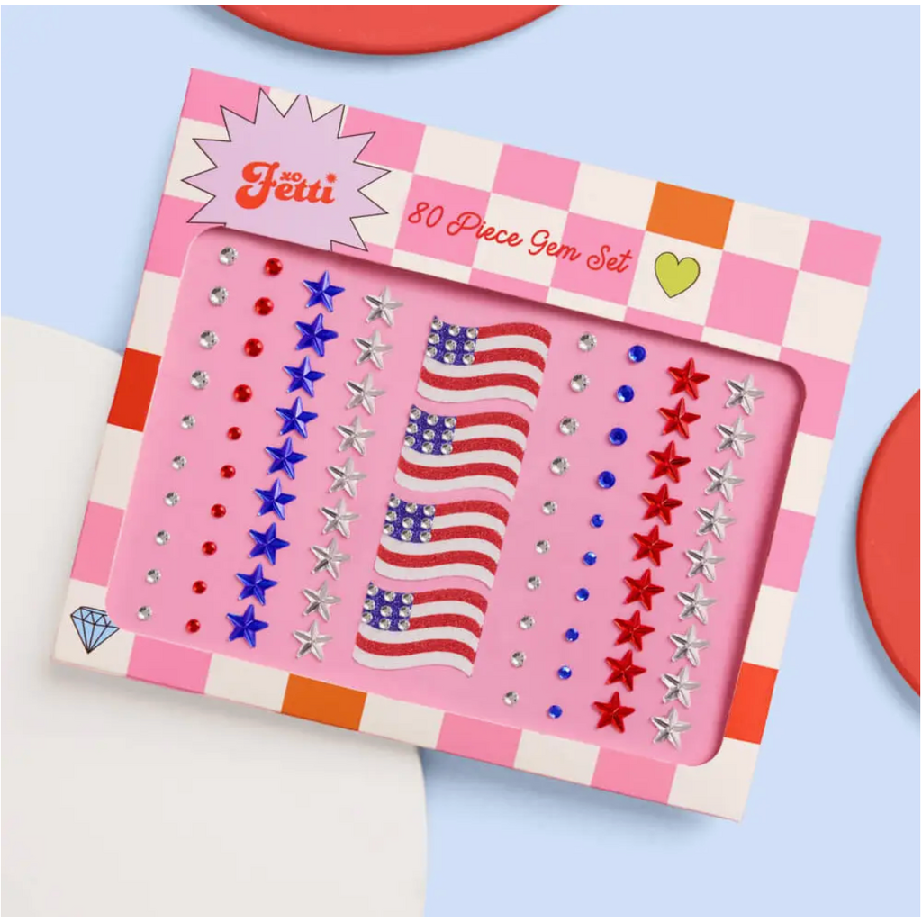 America Face Gems  Red White Blue
