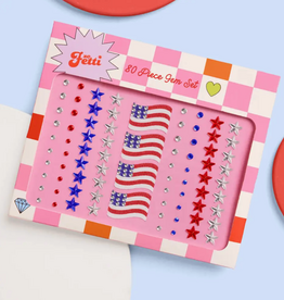 America Face Gems  Red White Blue