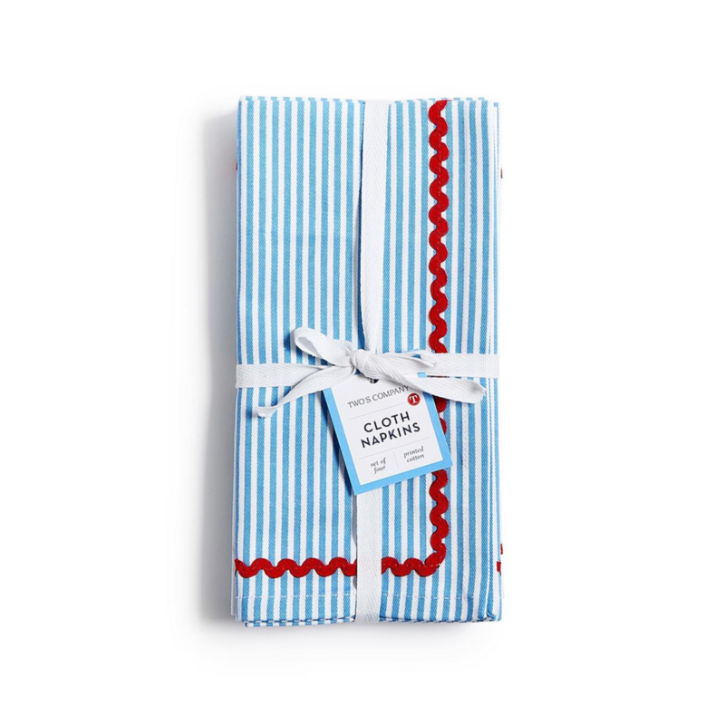 Blue Stripe Dinner Napkin - Set of 4