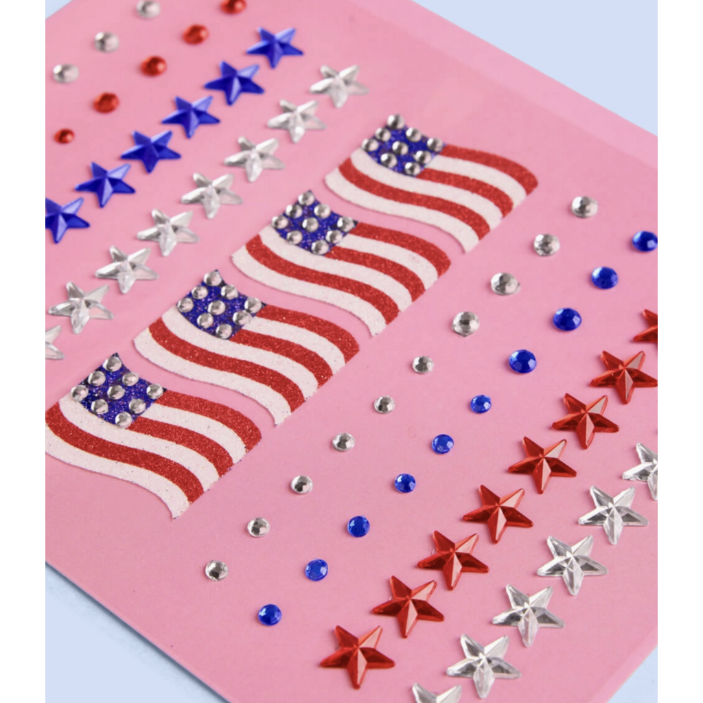 America Face Gems  Red White Blue