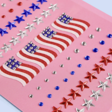 America Face Gems  Red White Blue