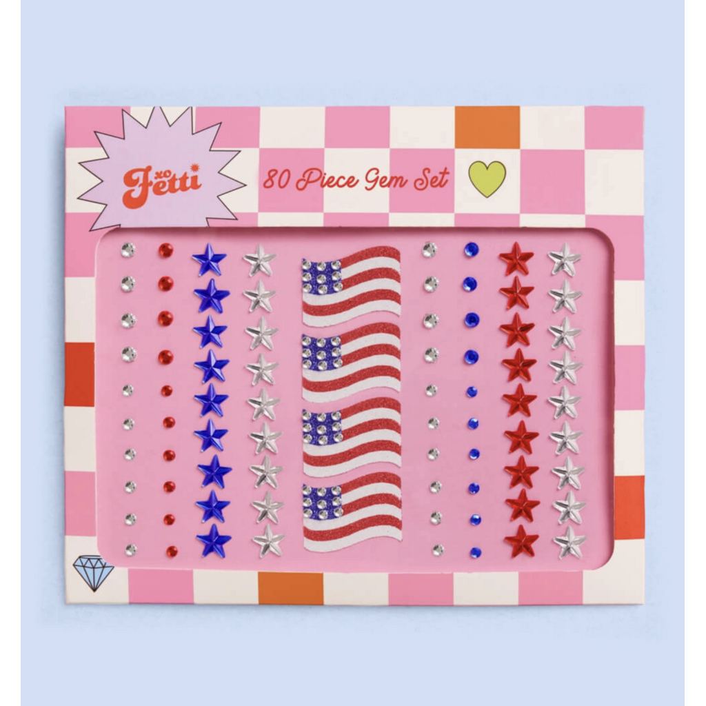 America Face Gems  Red White Blue