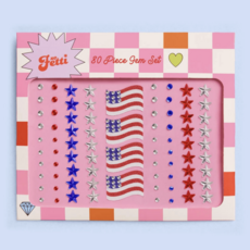 America Face Gems  Red White Blue