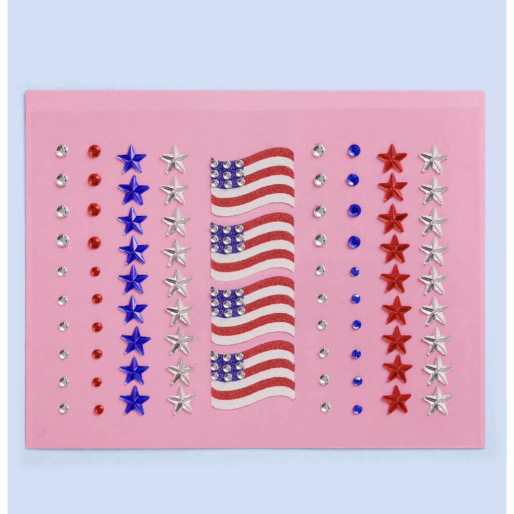America Face Gems  Red White Blue