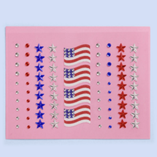 America Face Gems  Red White Blue