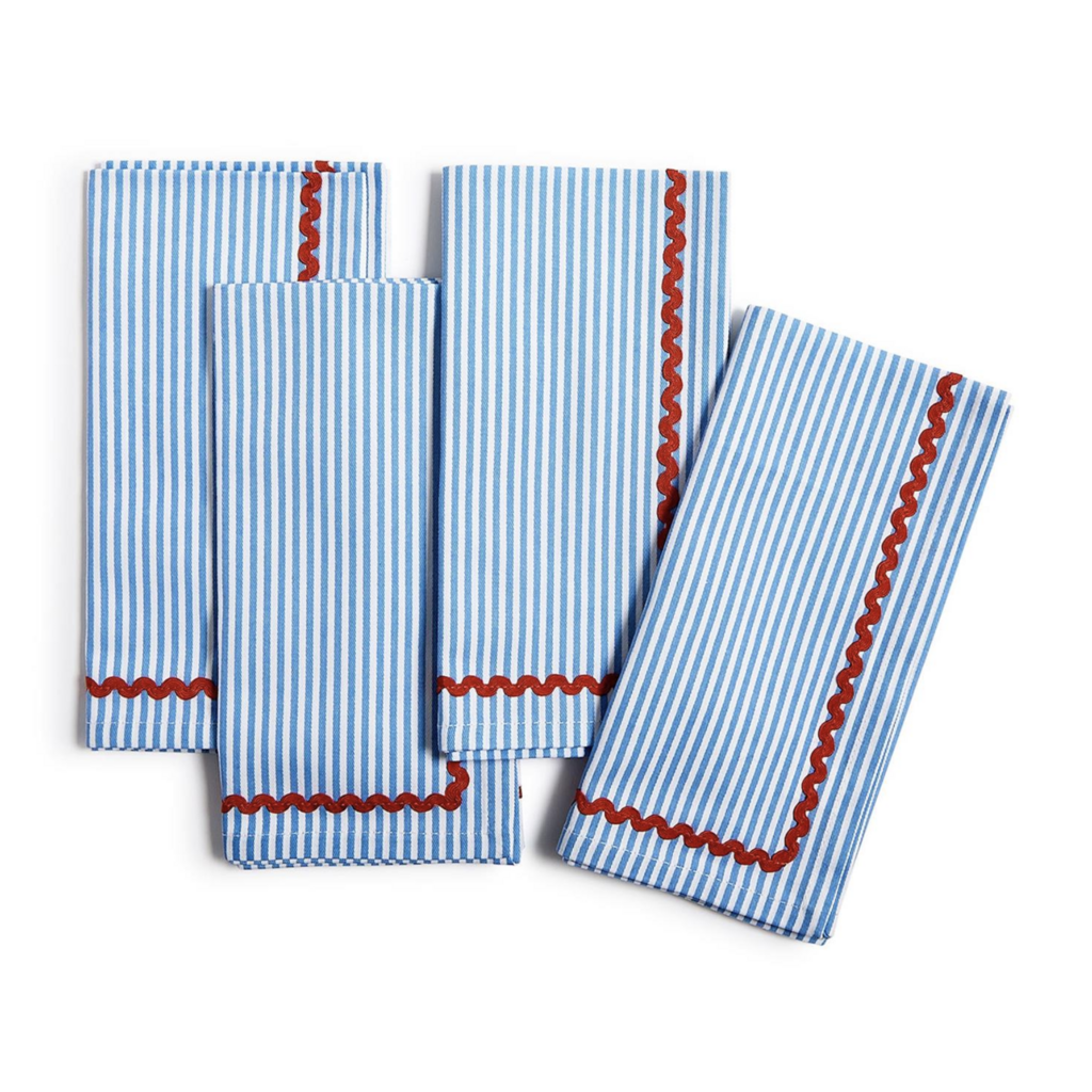 Blue Stripe Dinner Napkin - Set of 4