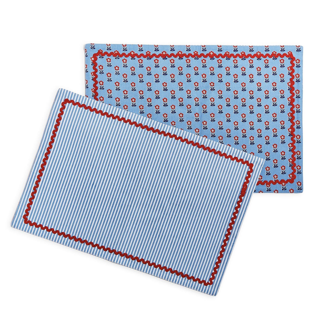 Red, White, and Bloom Fabric Placemat - Set of 4