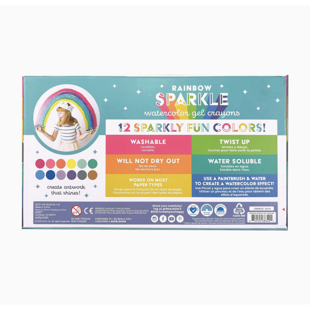Rainbow Sparkle Watercolor Gel Crayons Set