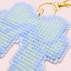 Large Keepsake Bow Keychain Bag Charm Diy Canvas Kit - Blue Haze