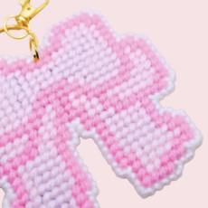 Large Keepsake Bow Keychain Bag Charm Diy Canvas Kit - Strawberry Cream