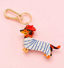 French Market Dachshund Dog Keychain & Bag Charm