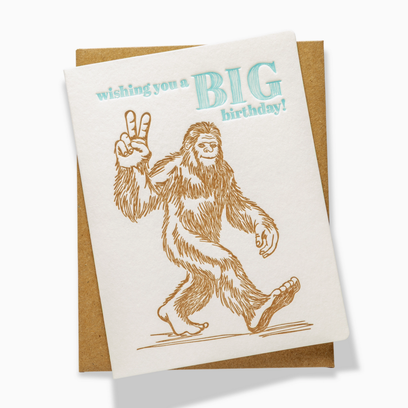 Big Foot Letterpress Birthday Card