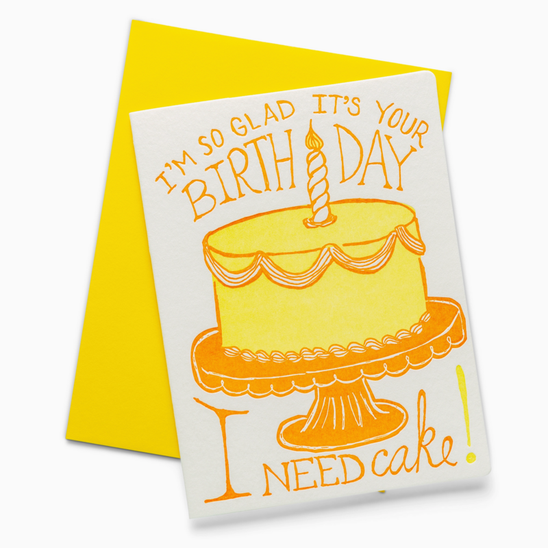 Cake Letterpress Birthday Card