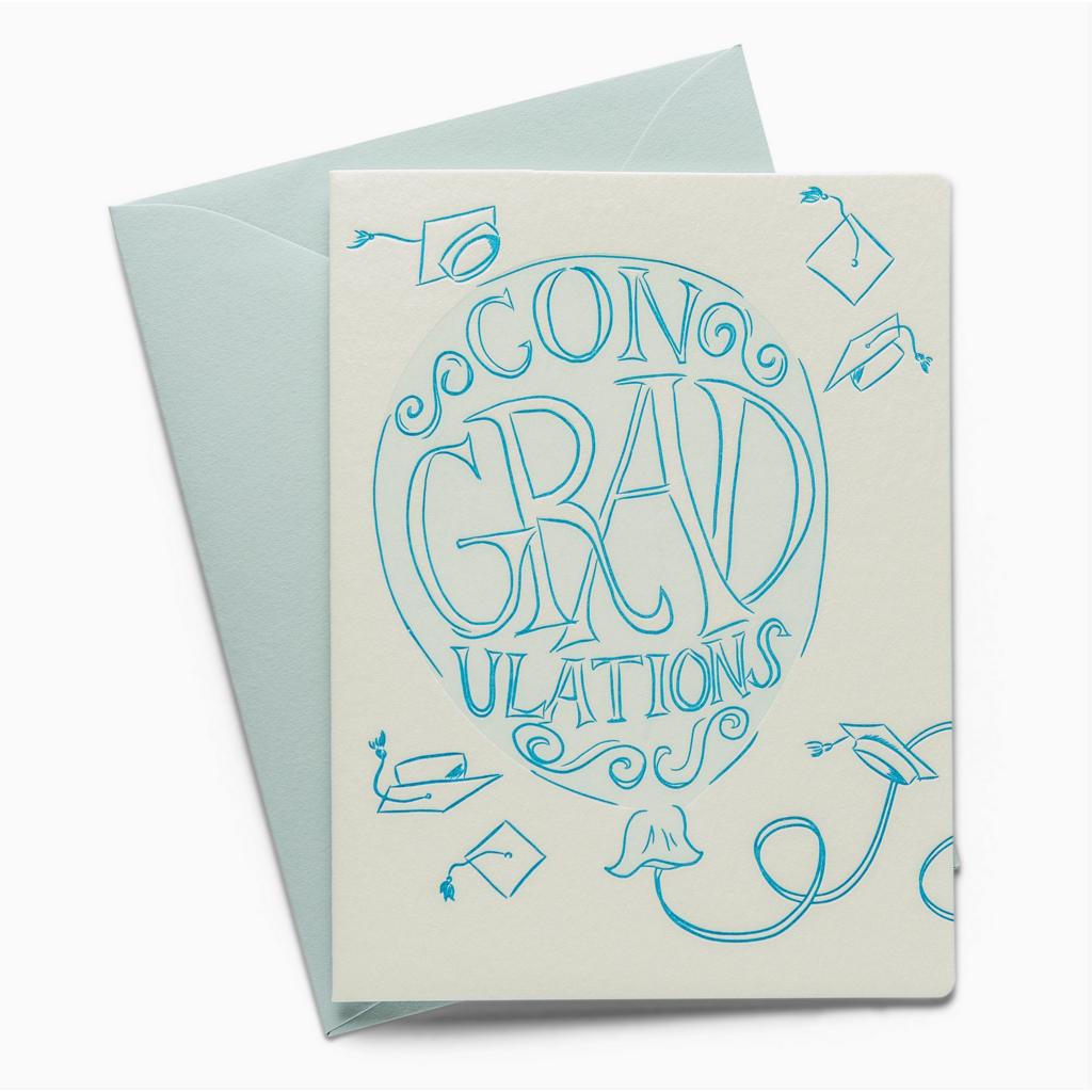 Grad Balloon Letterpress Graduation Card