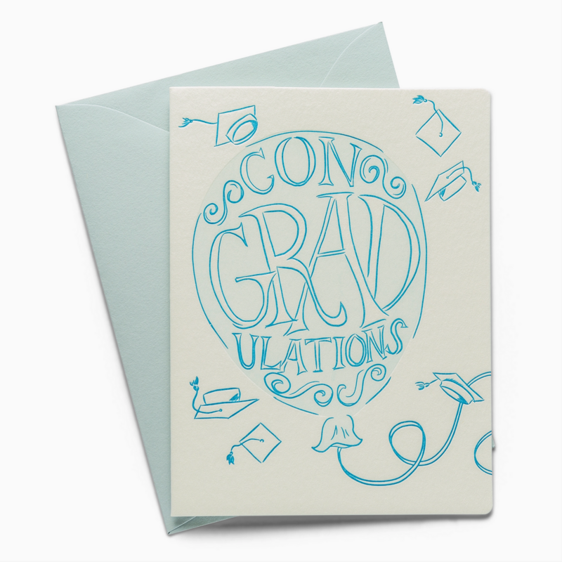Grad Balloon Letterpress Graduation Card
