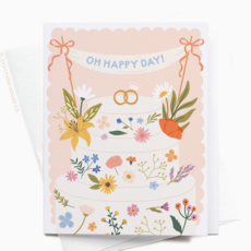Oh Happy Day Floral Cake Wedding Card