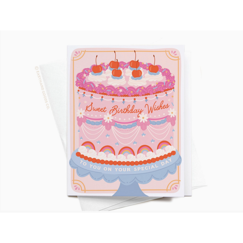 Sweet Birthday Wishes Retro Cake Card