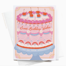 Sweet Birthday Wishes Retro Cake Card
