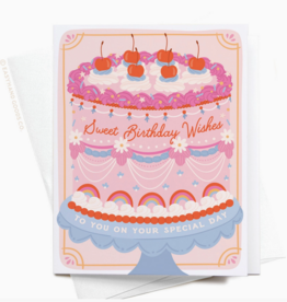 Sweet Birthday Wishes Retro Cake Card